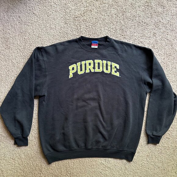 Purdue Sweater Mens XL Crewneck Pullover Black Champion Long Sleeve - Picture 1 of 10